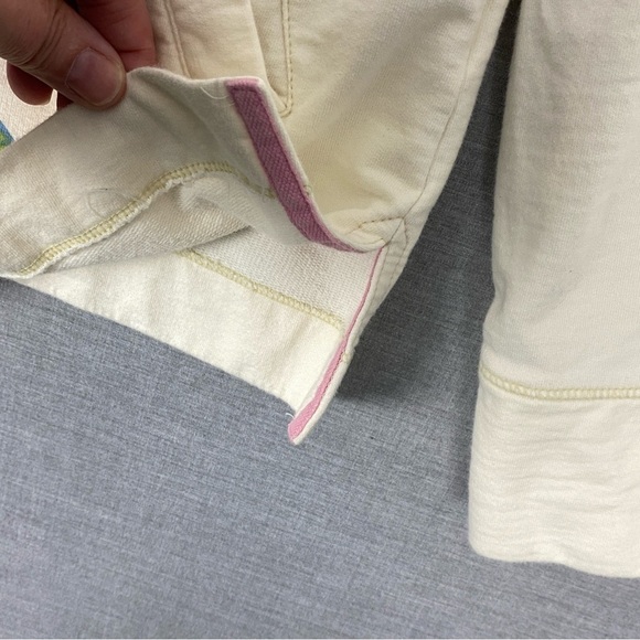 Paradise Shores Hooded Jacket Womens Large Cotton Cream Flowers Pockets Zippered - Picture 7 of 12